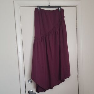 *NWT* Kilkstar Wild Petal Asymmetric Ruffle Maxi Skirt - Deep Plum